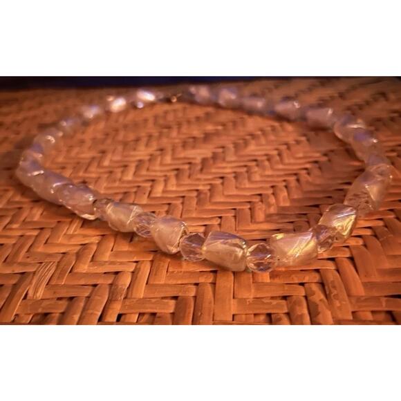 Vintage Beautiful Blush Pink Beaded Collar Necklace Heavy Chunky - Picture 2 of 3